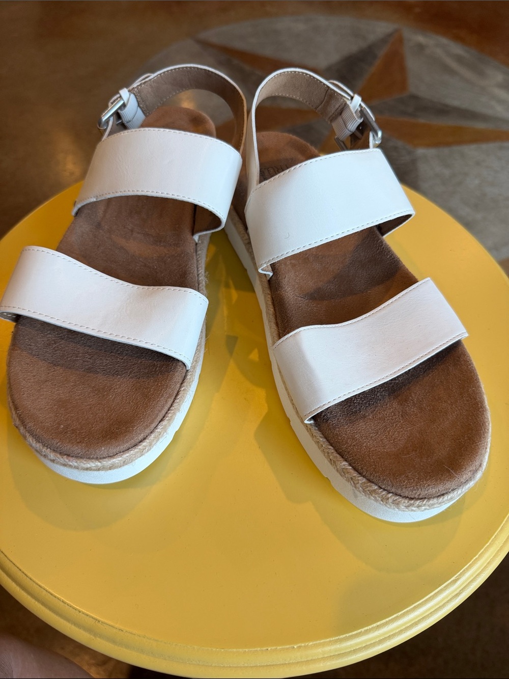 Time and Tru White Double-Strap Women’s Platform Sandals